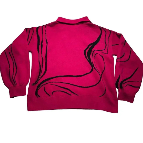 Pink Abstract Design Quarter Zip Pullover Sweater Nine West Women’s Large - Picture 2 of 7
